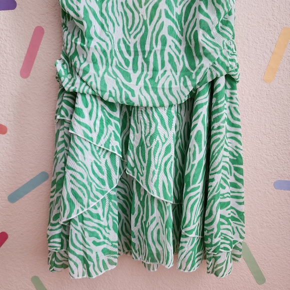 DVF Strappy Mesh Sea Twig Green Mini Dress NWT Size LARGE Diane Von Furstenberg - Picture 6 of 10